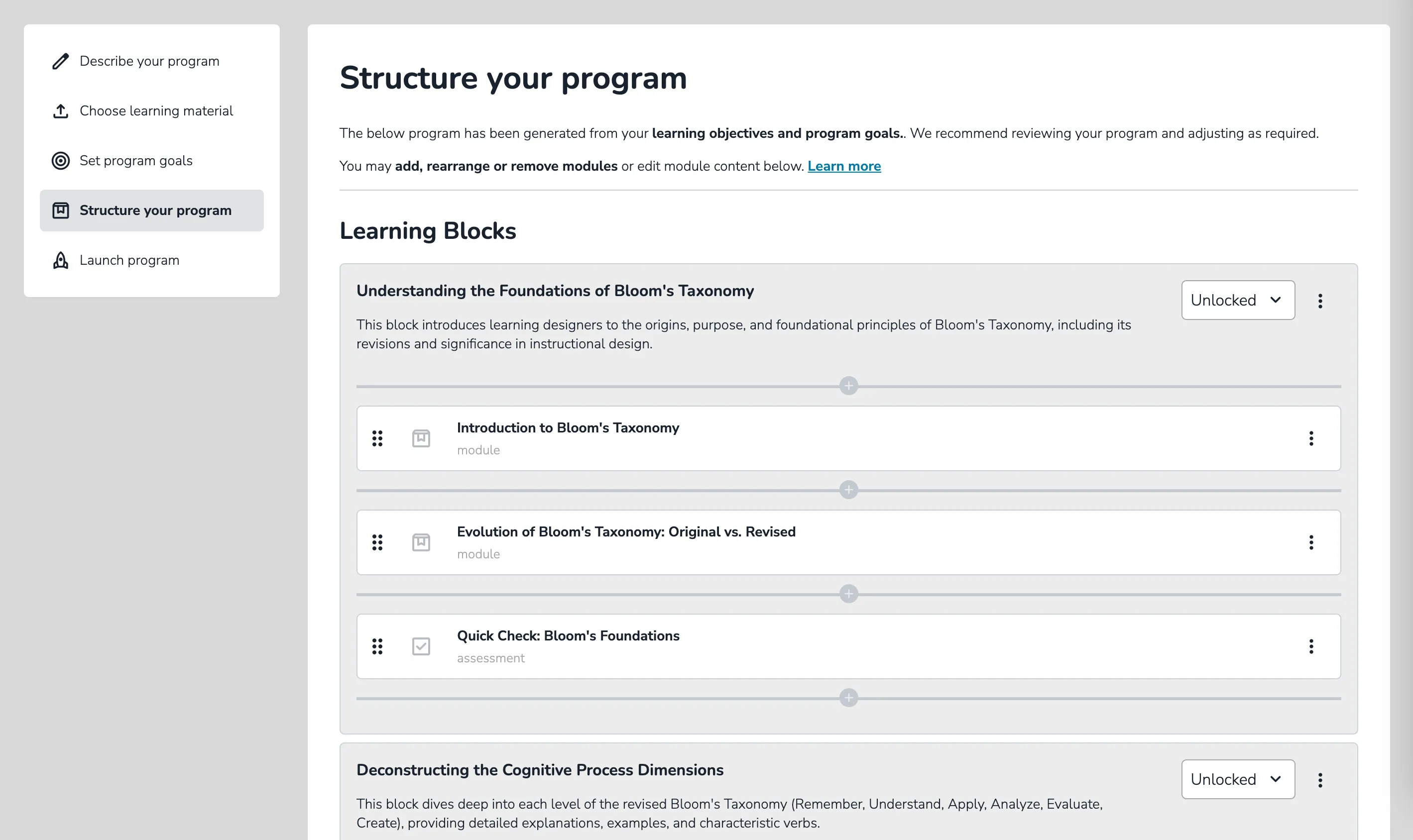 ClearXP program creation screen