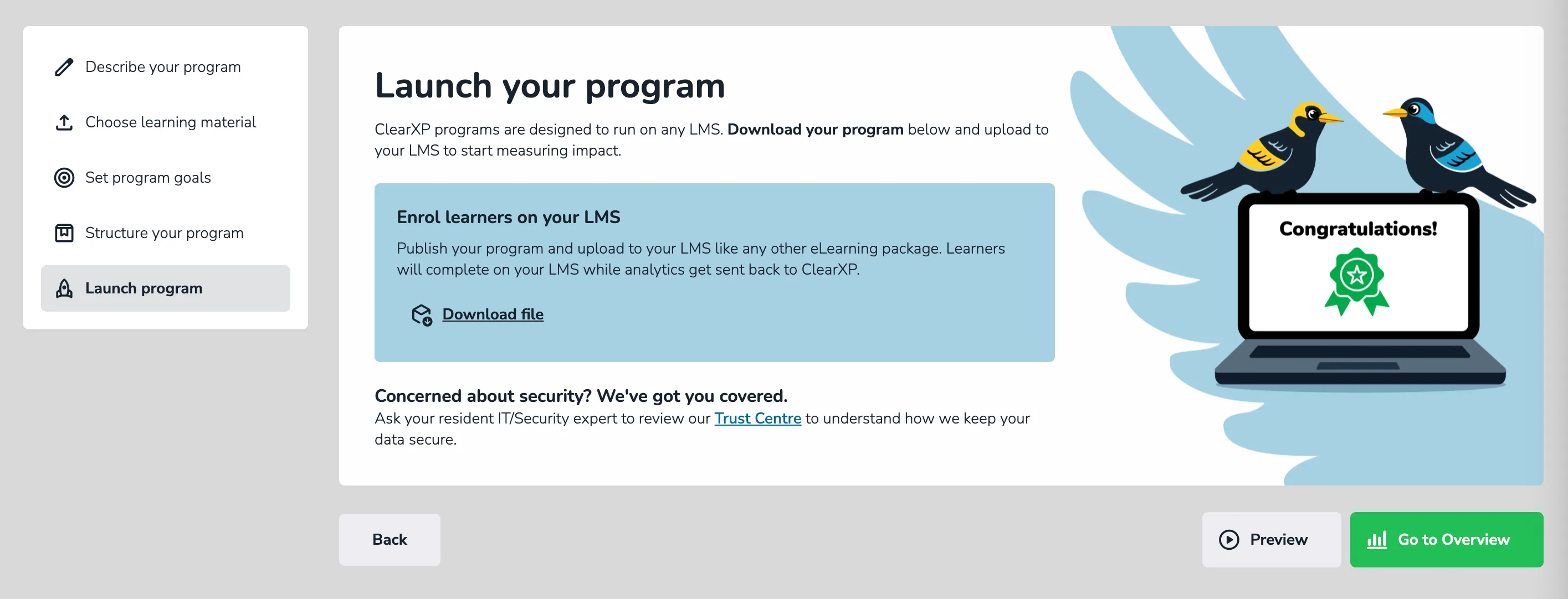 ClearXP program launch: download SCORM or preview